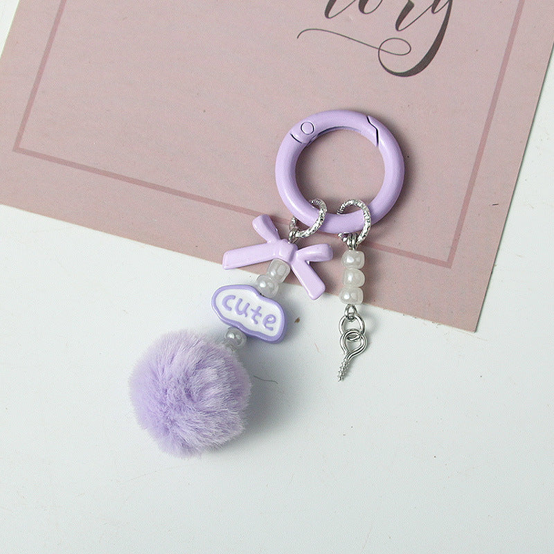 Wholesale Handmade DIY hair ball letter blind box cute beaded keychain