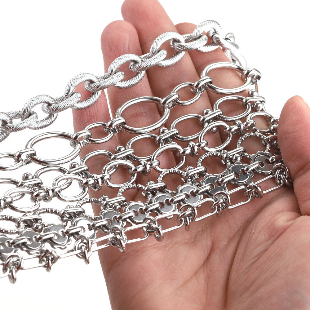 Wholesale 5 rolls - 500 cm various styles of stainless steel punk chain