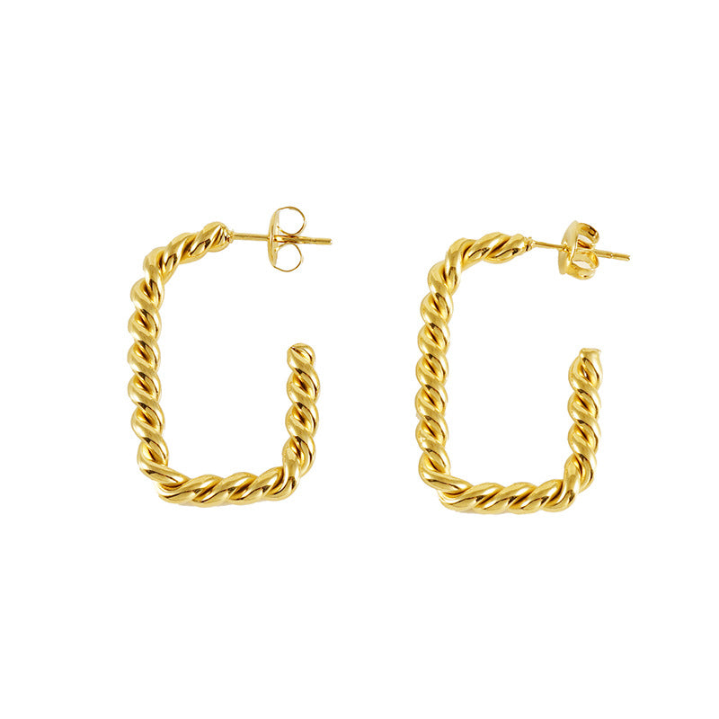 Wholesale 18k Gold Twist Square Earrings