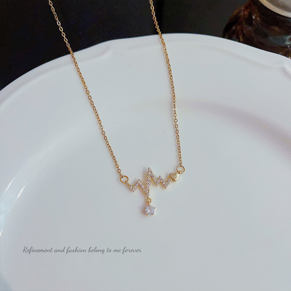 Wholesale 18K Gold Plated Titanium Steel Geometric Rhombus Necklace Clavicle Chain