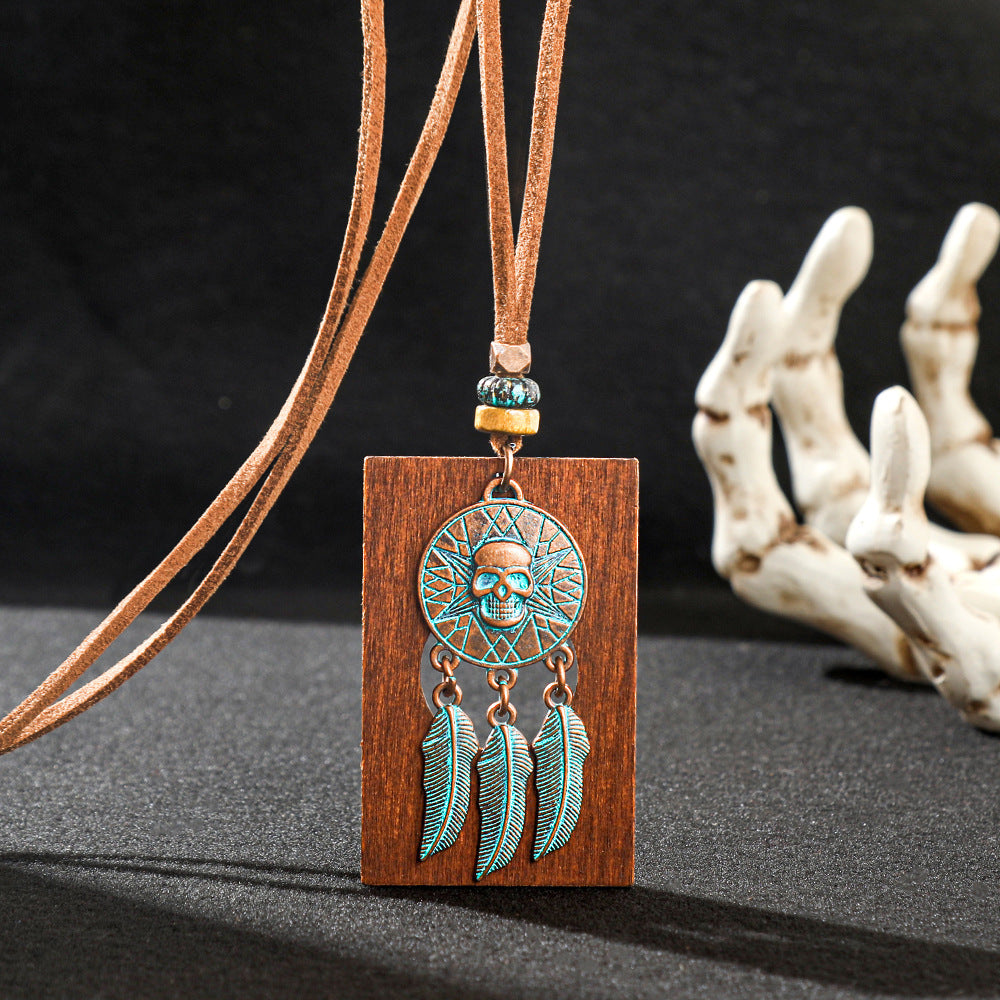 Wholesale Trendy  Multi Layer Skull Skeleton Pendant Long Chain Necklace Fashion Jewelry Accessory For Everyday Styling