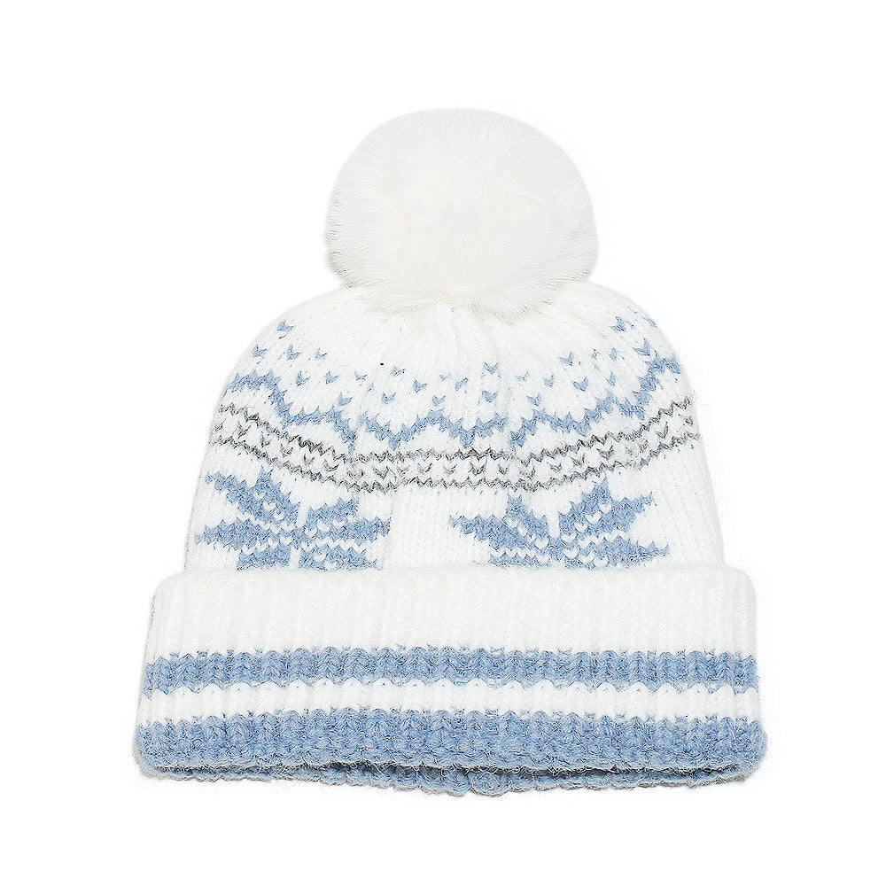 Wholesale Winter Thickeneded Warm Christmas Snowflake Hat