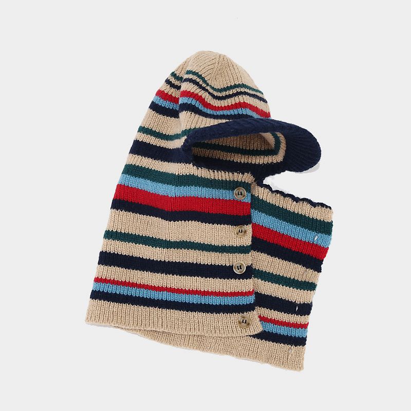 Wholesale Winter Hat Striped Knitted Woolen Hat Cold Protection Ear Protection Hat