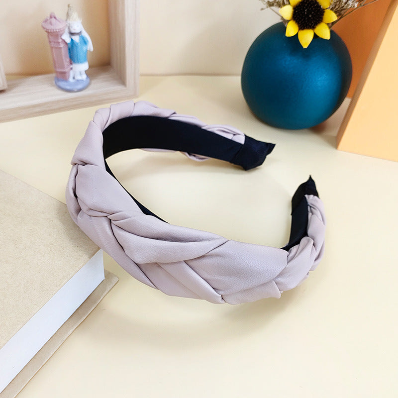 Wholesale PU leather braided braid headband hair pressing non-slip fashionable all-match headband