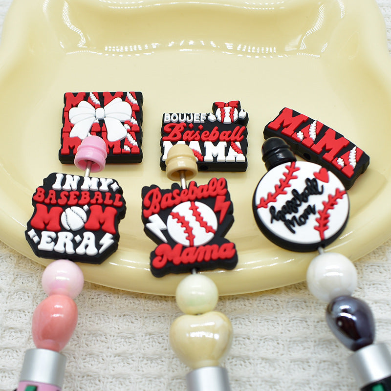 Wholesale Random 100pcs Cartoon Baseball Sports Beads  Focus Beads