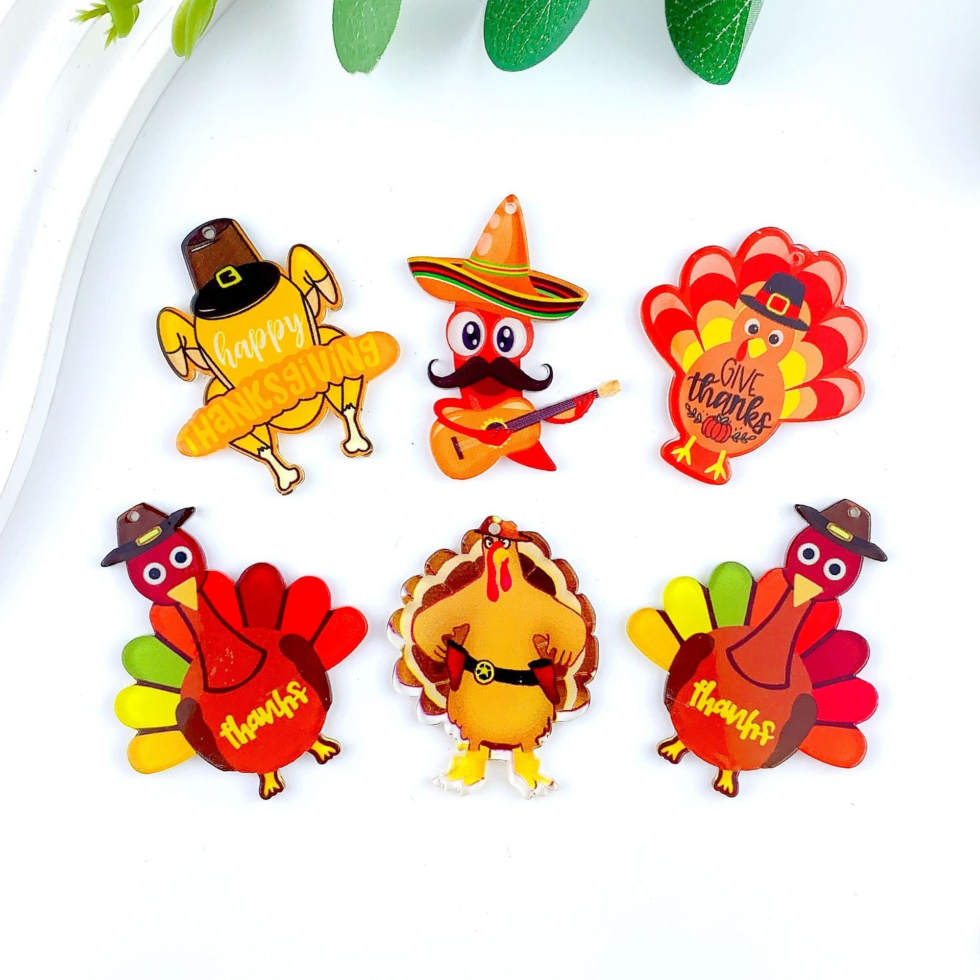 Wholesale 30pcs Acrylic Carnival Thanksgiving Turkey Earrings DIY Accessories