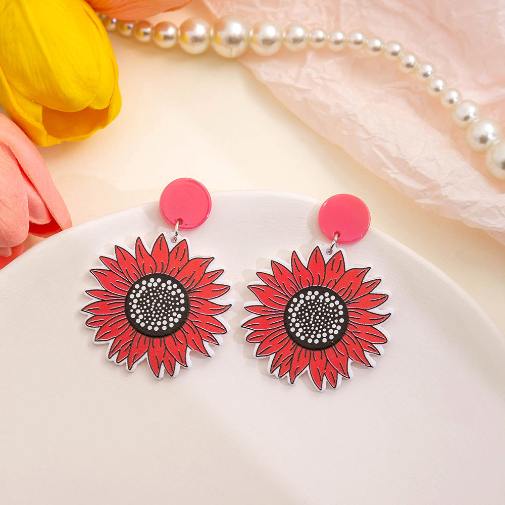 Wholesale Sunflower Acrylic Earrings