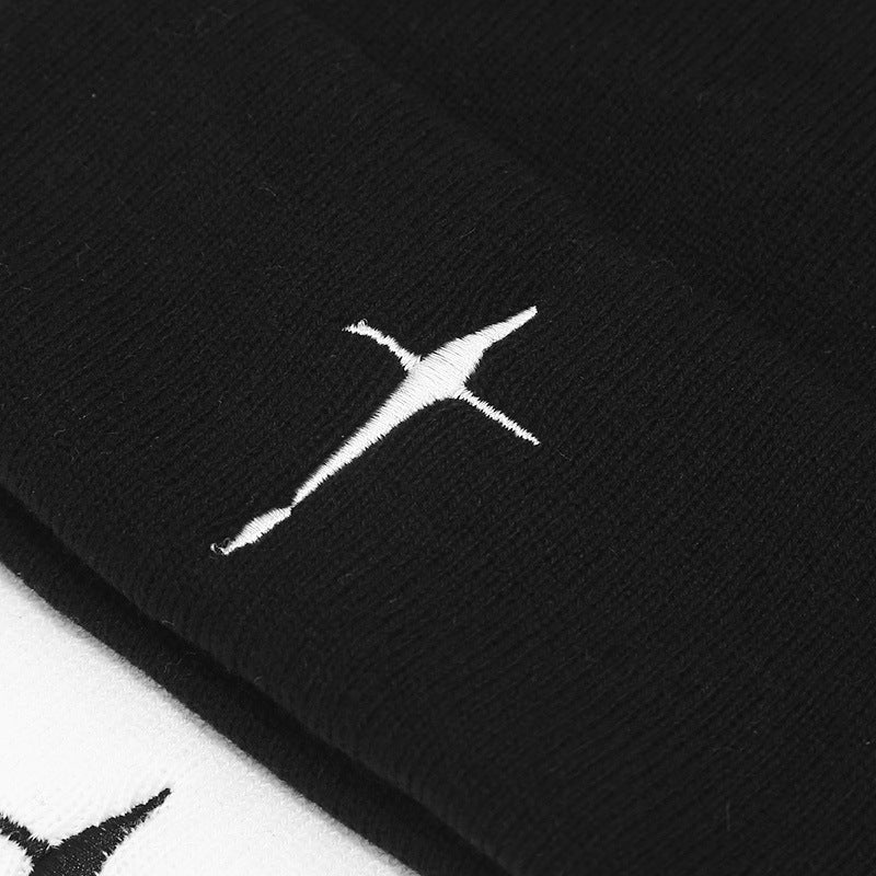 Wholesale Autumn and Winter Cross Embroidery Knitted Wool Hats