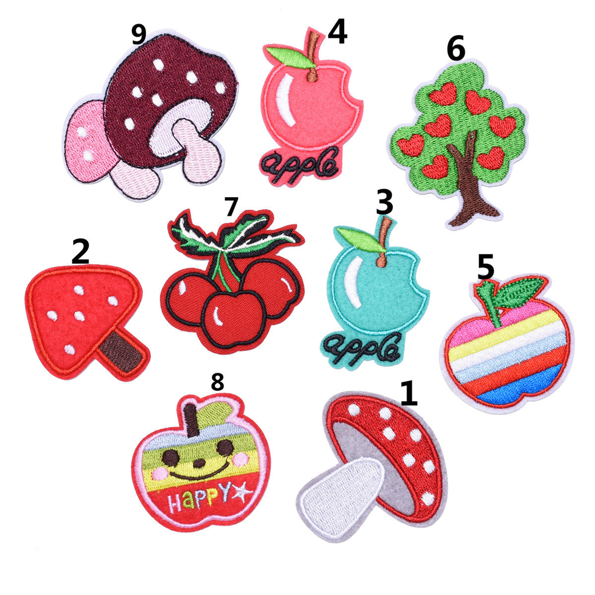 Wholesale Embroidered Fruit Patches 9 Styles Strawberry Cherry Cloth Applique For Clothing Bags Hats DIY Fashion Accessory