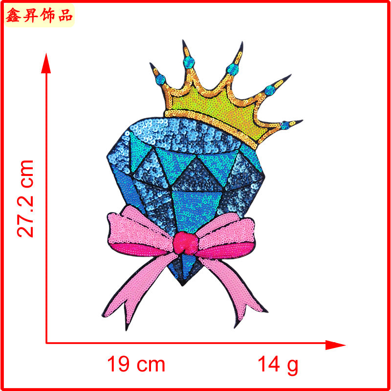 Wholesale  Valentine's Day Bead Embroidery Jewelry Sequin Embroidery Patch Cloth Stickers Clothing Accessories Factory Direct Supply