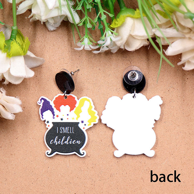 Wholesale New Halloween Witch Magic Pot Earrings Acrylic Jewelry