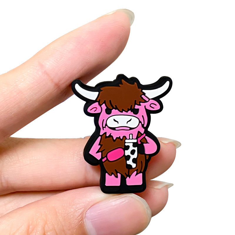 Wholesale 10pcs Animal Cute Coffee Cow Bison Silicone Beads