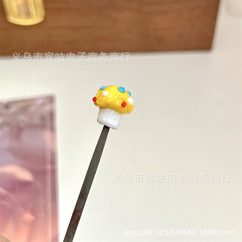 Wholesale 10pcs Colorful small mushroom-shaped glass beads