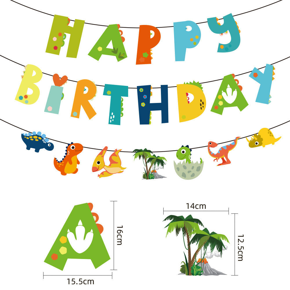 Wholesale Dinosaur Theme Party Birthday Flag Decoration