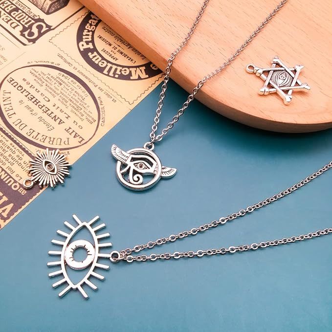 Wholesale Antique Silver Alloy Eye Of Horus Pendant 16 Styles For Necklace Keychain DIY Jewelry Accessory