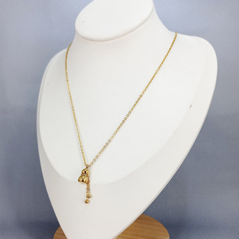 Wholesale Titanium Steel Gold Gourd Tassel Necklace Simple Korean Style Collarbone Chain Women S Everyday Fashion Jewelry Gift