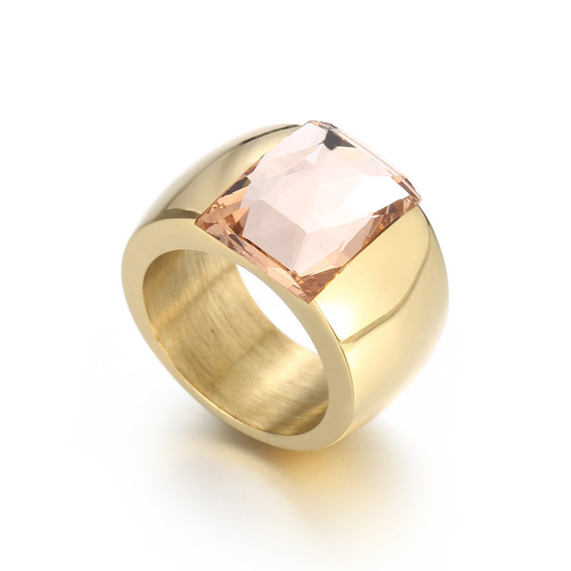 Wholesale Titanium Steel Multi-color Personality Simple Fashion Atmosphere Glass Wide Face Rings