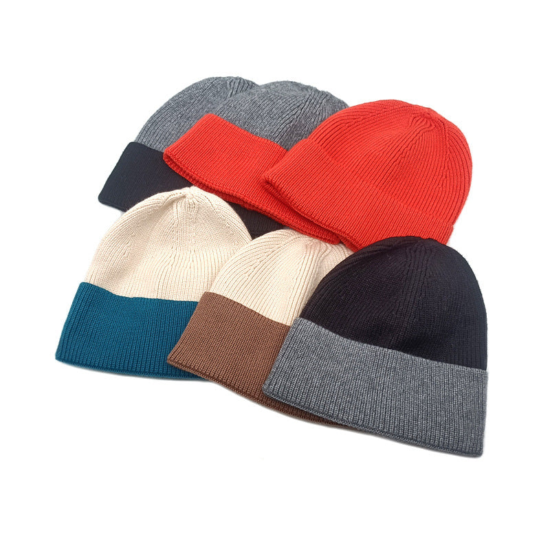 Wholesale 2023 Autumn and Winter New Color Matching Cold and Warm Knitted Acrylic Wool Hat