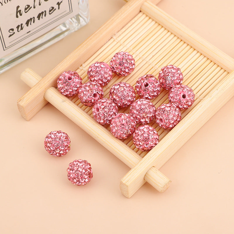 Wholesale10PCS Straight Hole Clay Drill Ball Beads DIY Hand Rhinestones Beads