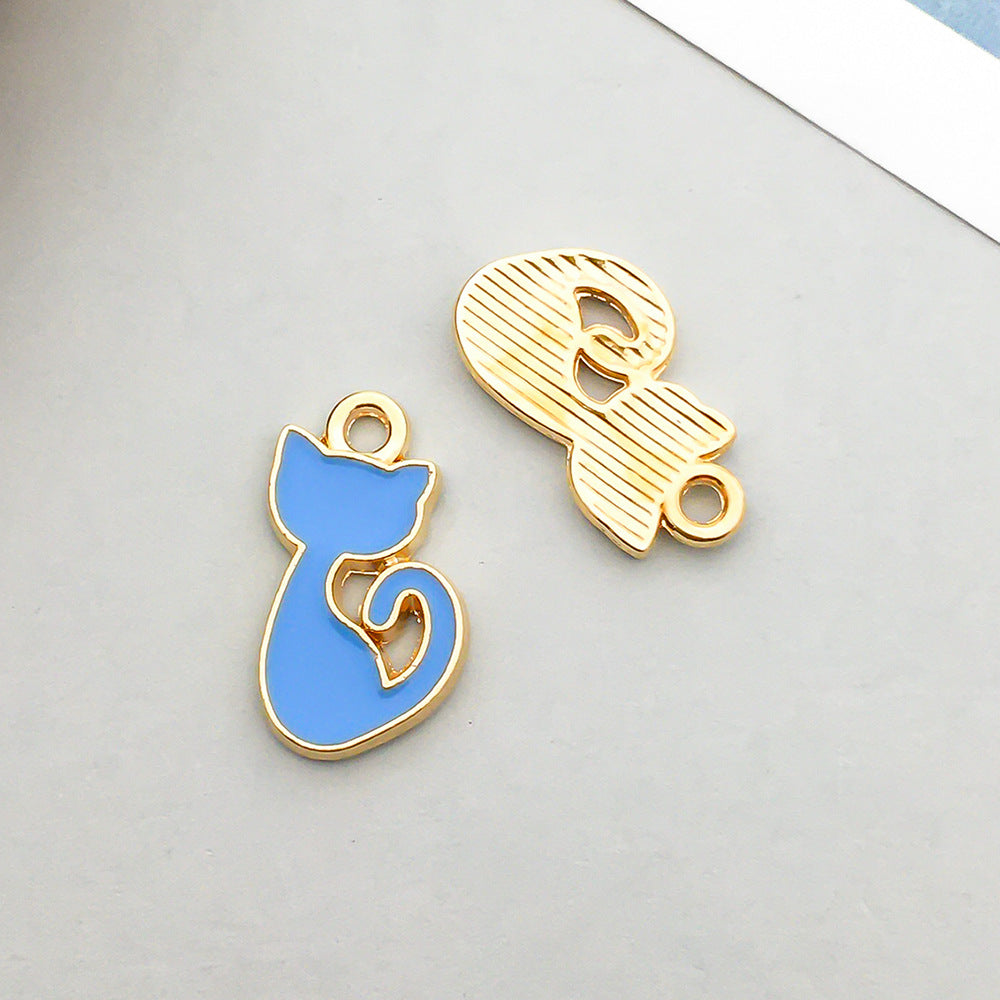 Wholesale Mix 30 Lake Blue Drip Oil Alloy Cute Cartoon Simulation Animal Pendant