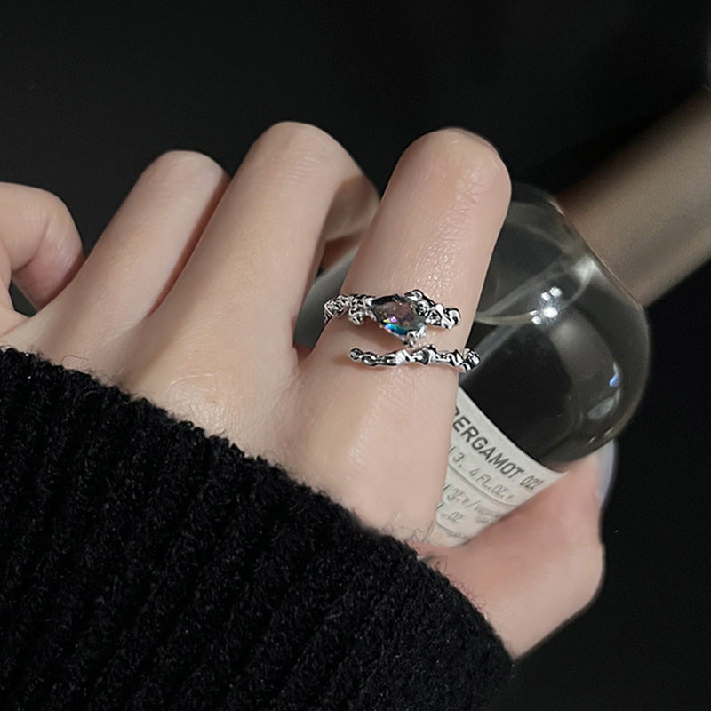 Wholesale Silver Inlaid Moonstone Geometric Open Ring