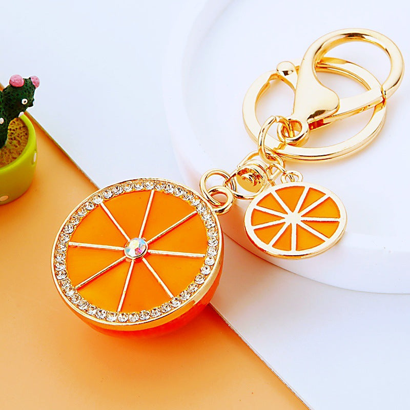 Wholesale Rhinestone Lemon Design Car Keychain Bag Charm Trendy Gift Accessory