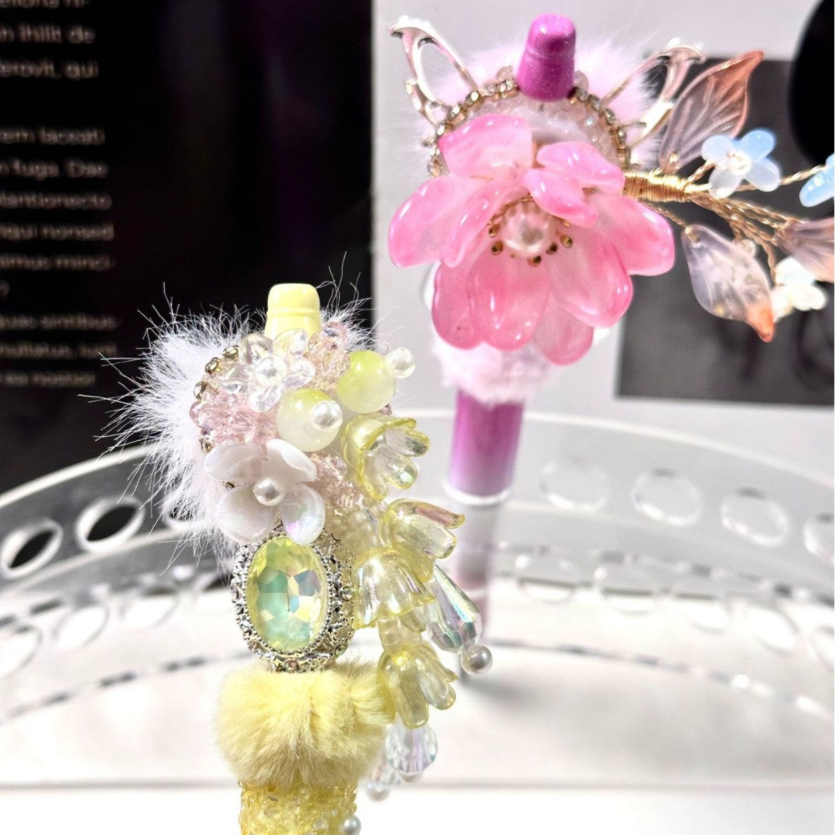 Wholesale beaded pens Hand-woven ancient-style beaded flower pen red koi