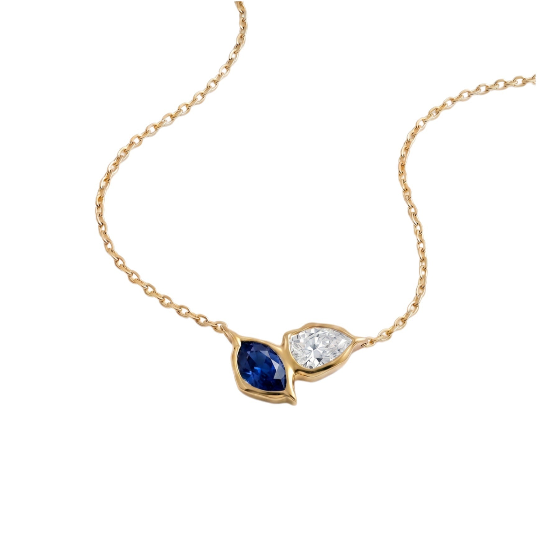 Wholesale Stylish 12 Birthstone Leaf Pendant Necklace Stainless Steel Electroplated Fashion Jewelry Gift