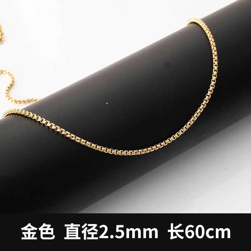 Wholesale 2.5mm stainless steel square pearl chain necklace