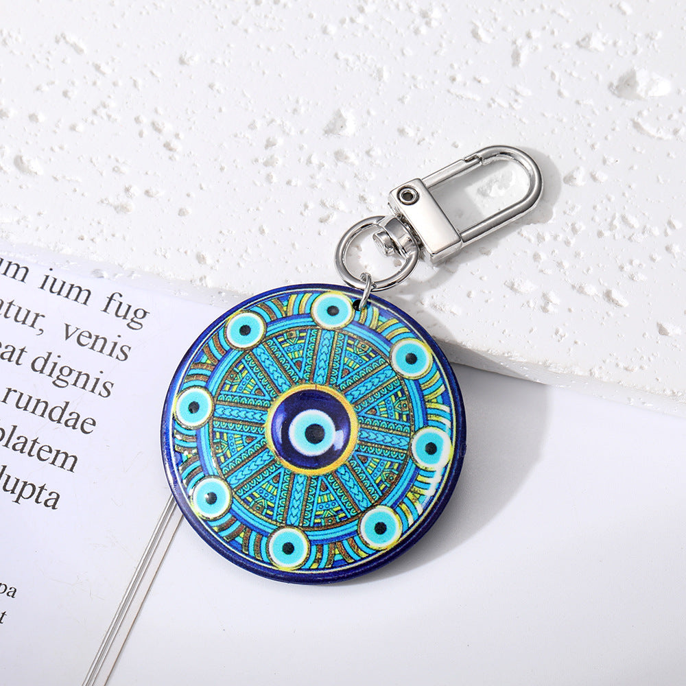 Al por mayor 5 piezas/paquete Bohemian Devil's Eye Plate Keychain