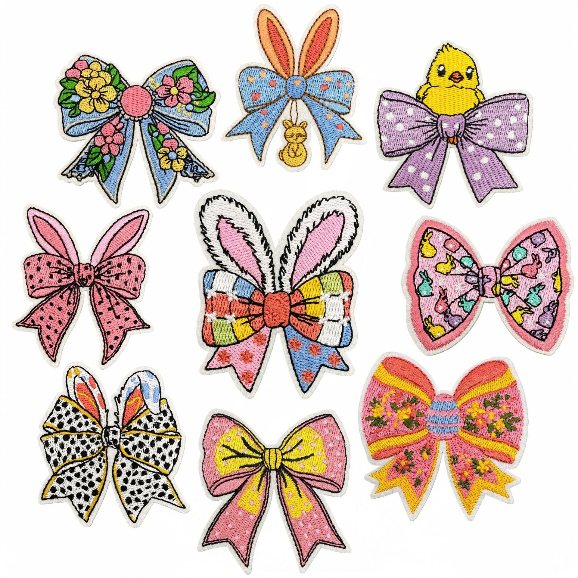 Wholesale Cloth Cartoon Bow Embroidery Patch Adhesive Iron On Decorative Applique For Bags And Clothing Everyday Use