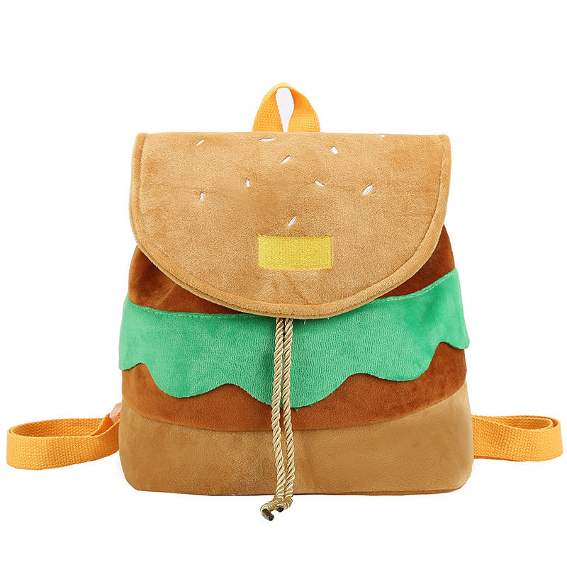 Wholesale Cute Burger Velvet Backpack