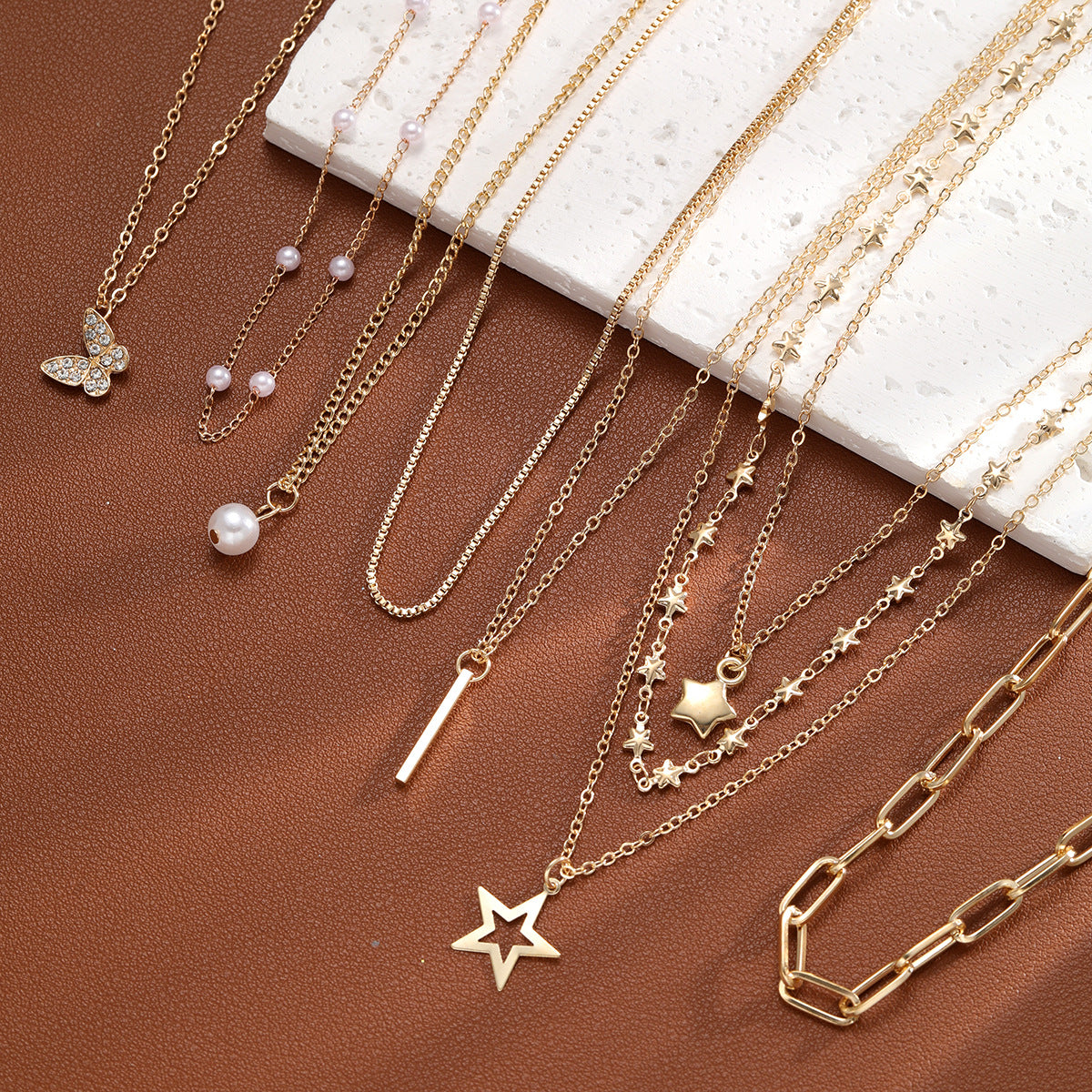 Wholesale Five-pointed star butterfly necklace set