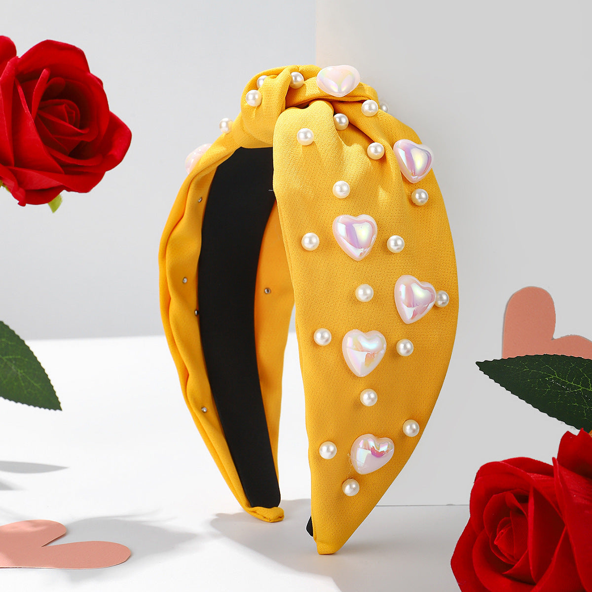 Wholesale Valentine's Day Fashion Pearl Headband Retro French Style Bow Hair Clip Wide Edge Face Washing Headband Non-slip