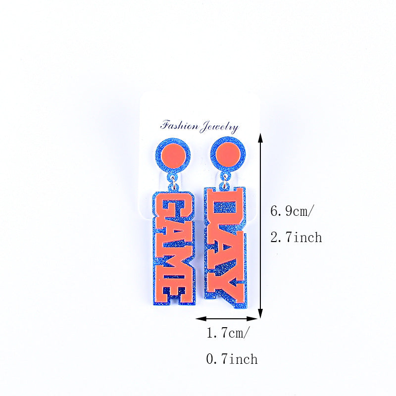 Wholesale Rugby English Letter Game Day Acrylic Earrings