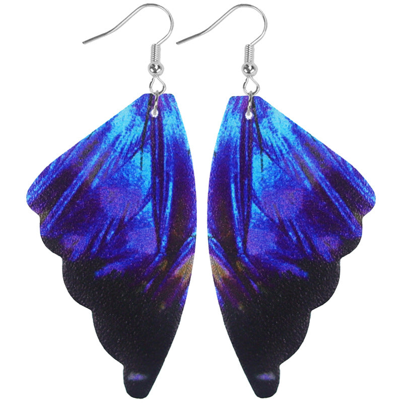 Wholesale 2pairs/pack 3D Simulated Butterfly Wings Symmetrical Leather Earrings