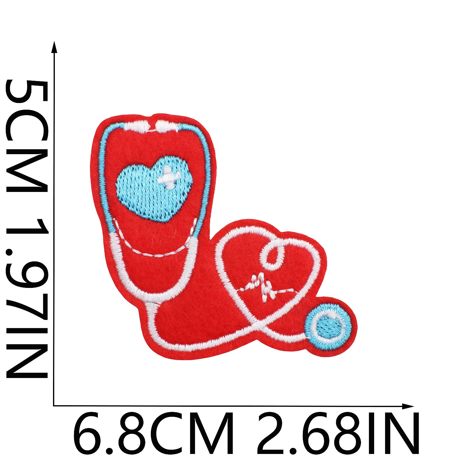 Wholesale Modern Red Blue Medical Rescue Team Embroidered Patches Cartoon Stethoscope Polyester Clothing Decoration Gift