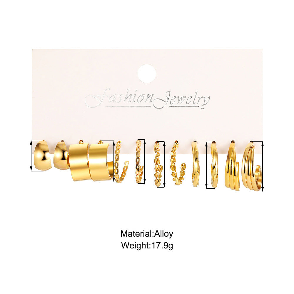 Wholesale Gold C-shaped Chain Earrings Set