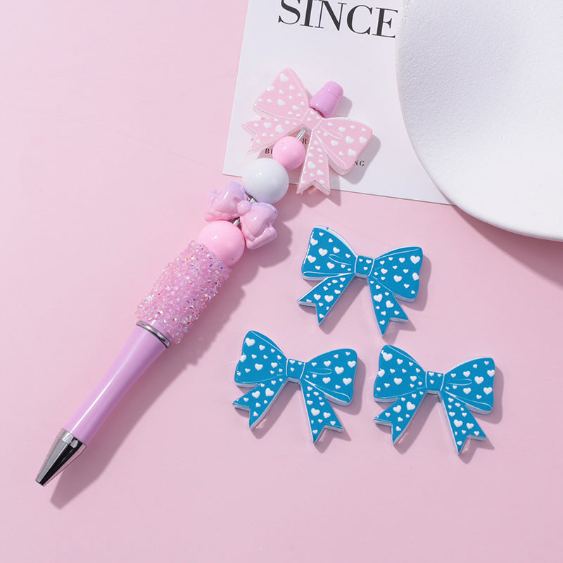 Wholesale 10pcs beaded pen beads UV lace bow milk pattern printed beads