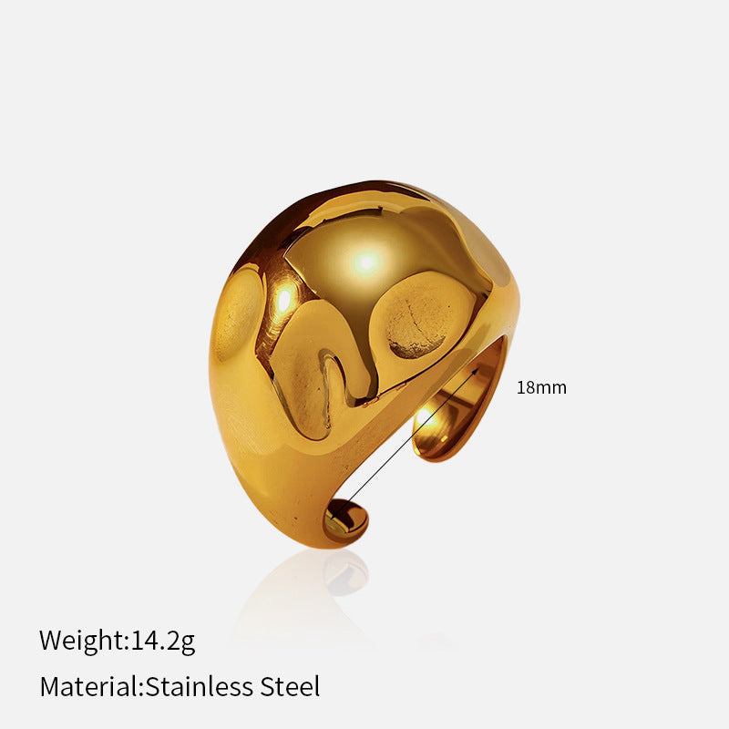 Wholesale Trendy Glossy Open Titanium Steel Ring Stainless Steel 18K Gold Plated Niche Ring