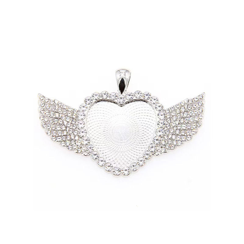 Wholesale Sublimation necklace angel wings necklace heart full diamond clavicle necklace