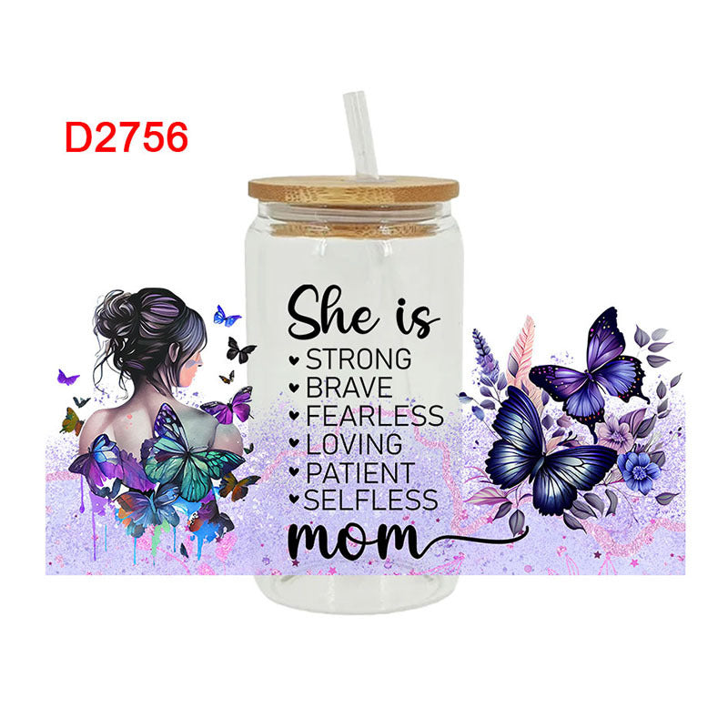 Wholesale Cartoon Family Love Mother' s Day Print 16oz Cup UV DTF Wraps