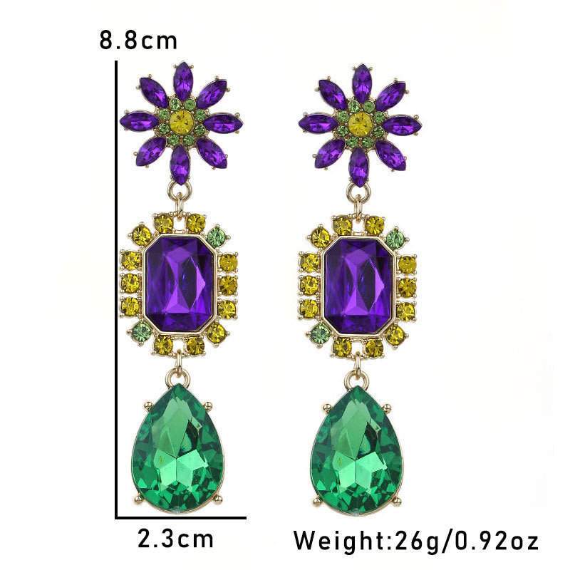 Wholesale Exaggerated super shiny full rhinestone music carnival earrings