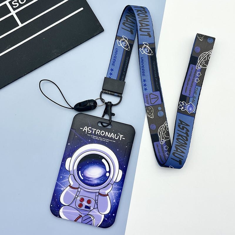 Wholesale Slide Embossed Cartoon Astronaut Protective Case with Long Rope