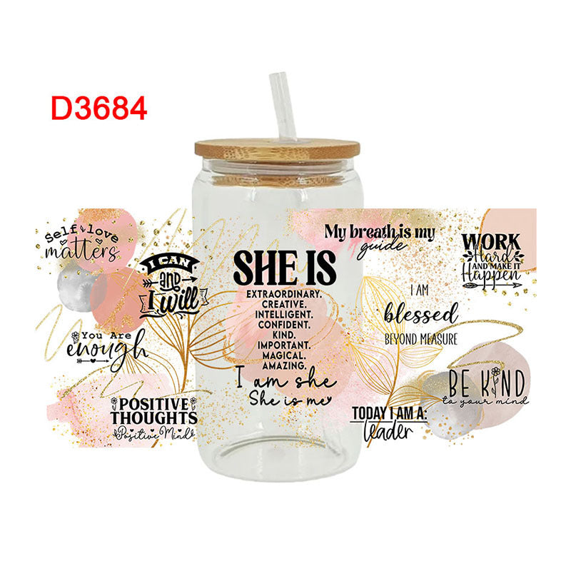 Wholesale Colorful Phrases Mother's Day Series 16oz Cup UV DTF Wraps