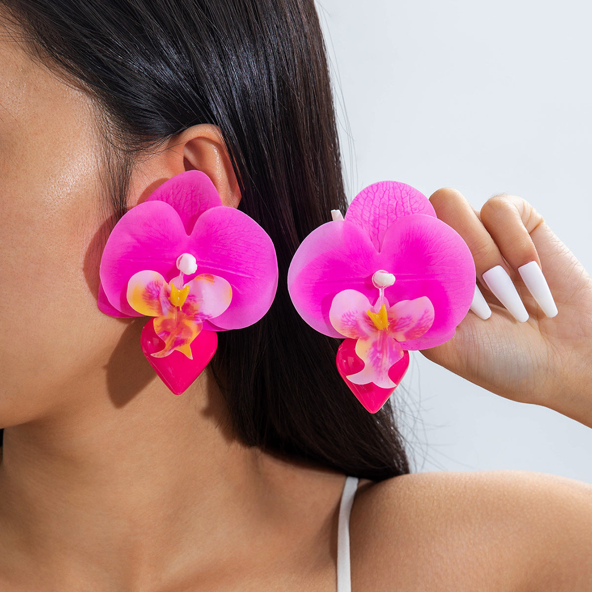Wholesale Fresh multi-color flower earrings gentle simulation large flower earrings