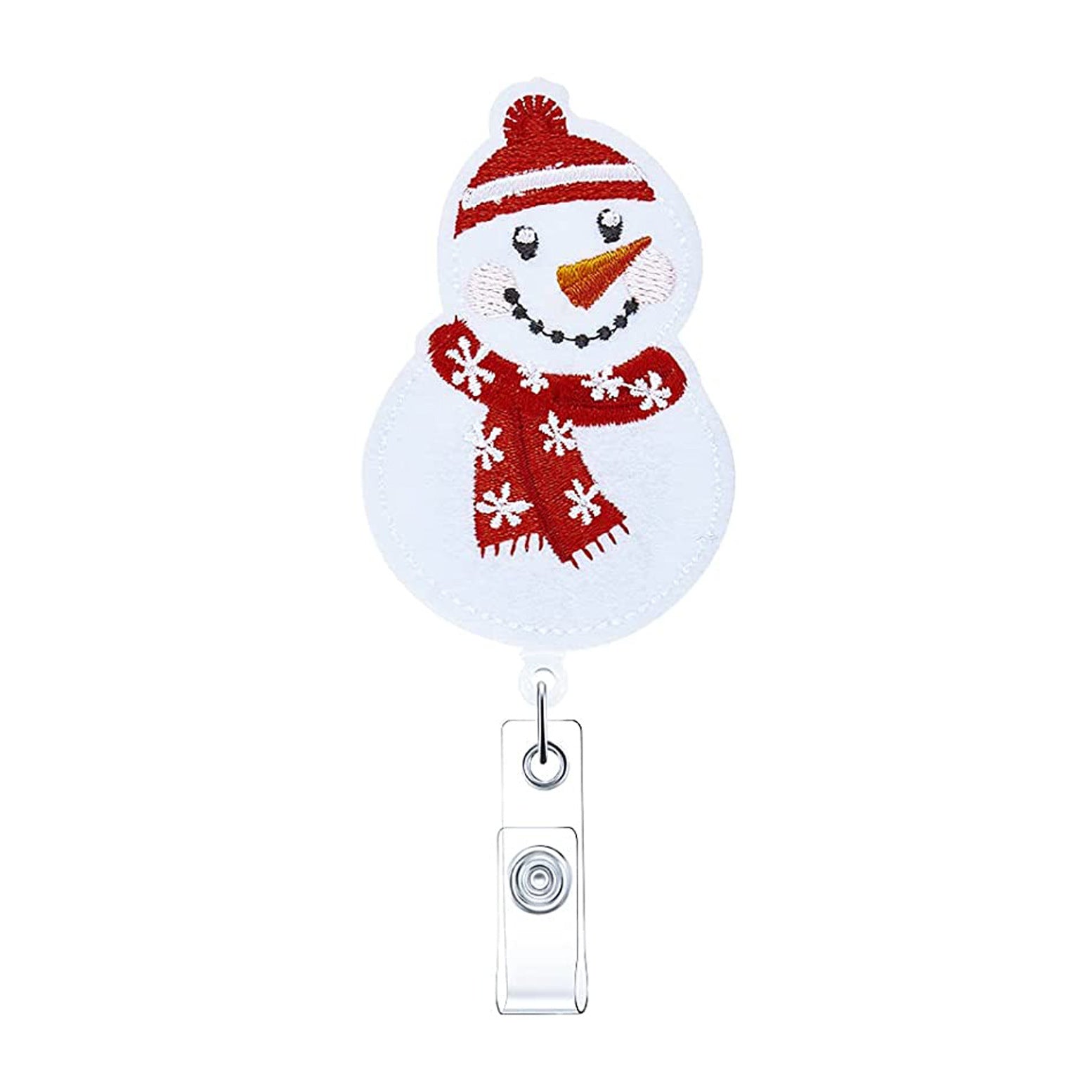 Wholesale ABS Christmas Felt Fabric Embroidered Gingerbread Man Christmas Tree Badge Scroll Extendable Keychain