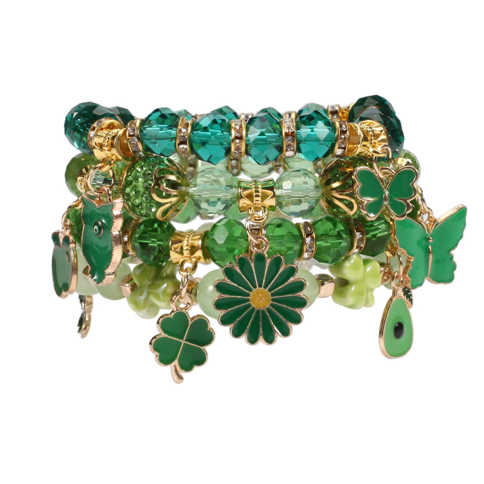 Wholesale St.  Patrick' s Day Green Clover Letter Bracelet