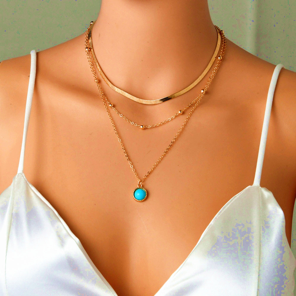 Wholesale Ethnic Style Circular Resin Accessory Pendant Necklace