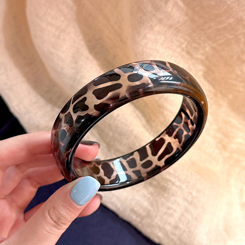 Wholesale  New Resin Geometric Leopard Print Transparent Round Geometric Bracelet Stacked Wristband